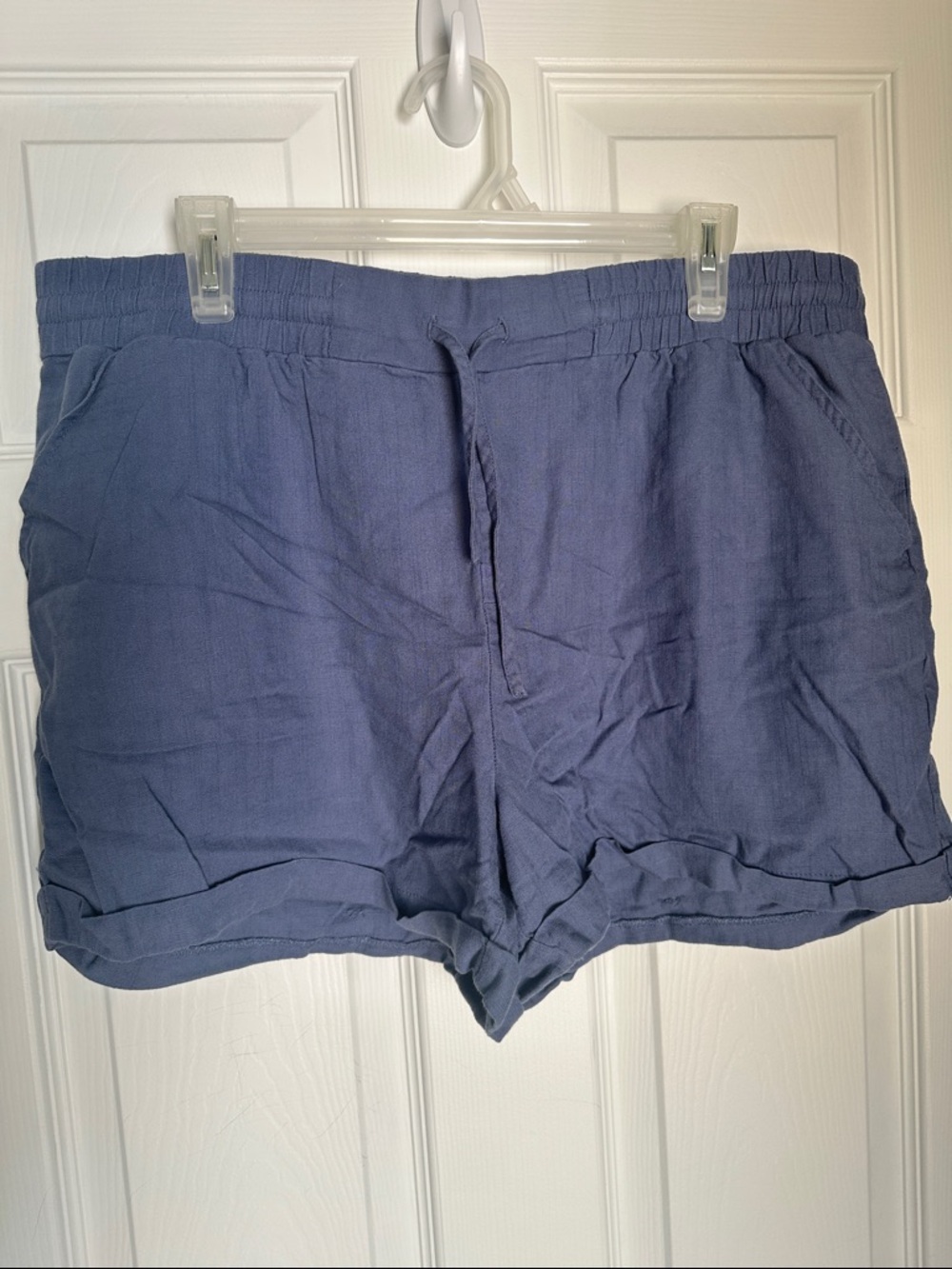 Como Vintage Navy Drawstring Linen-Blend Athletic Shorts